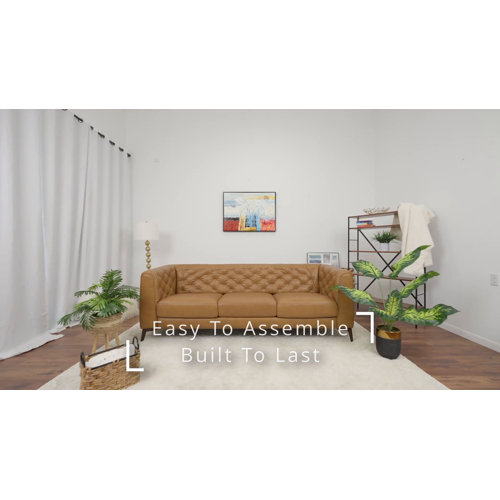 Steelside™ Kaylie 90" Modern Luxury Genuine Leather Comfy Couch Wayfair